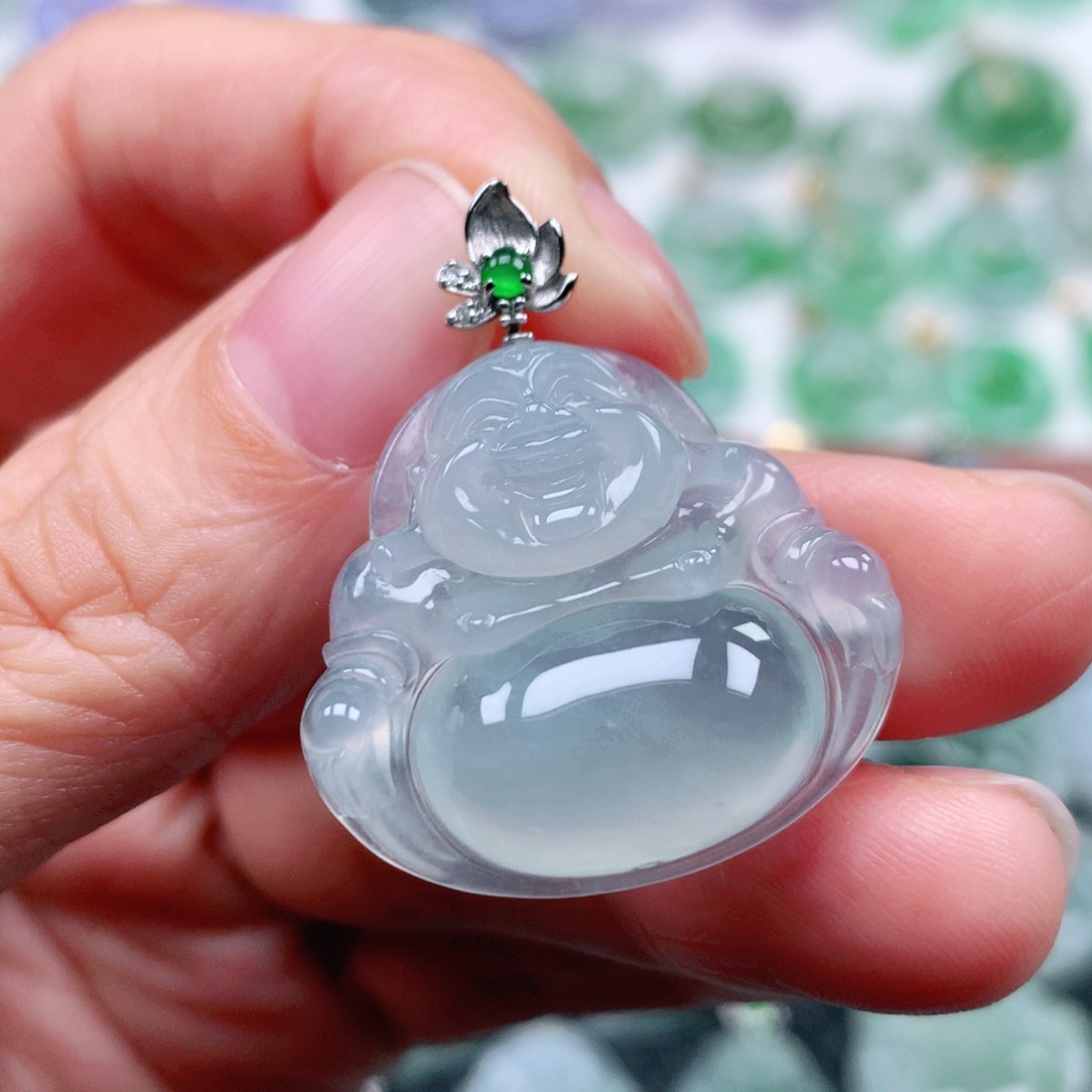 翡翠吊坠(不含链)18K金镶嵌