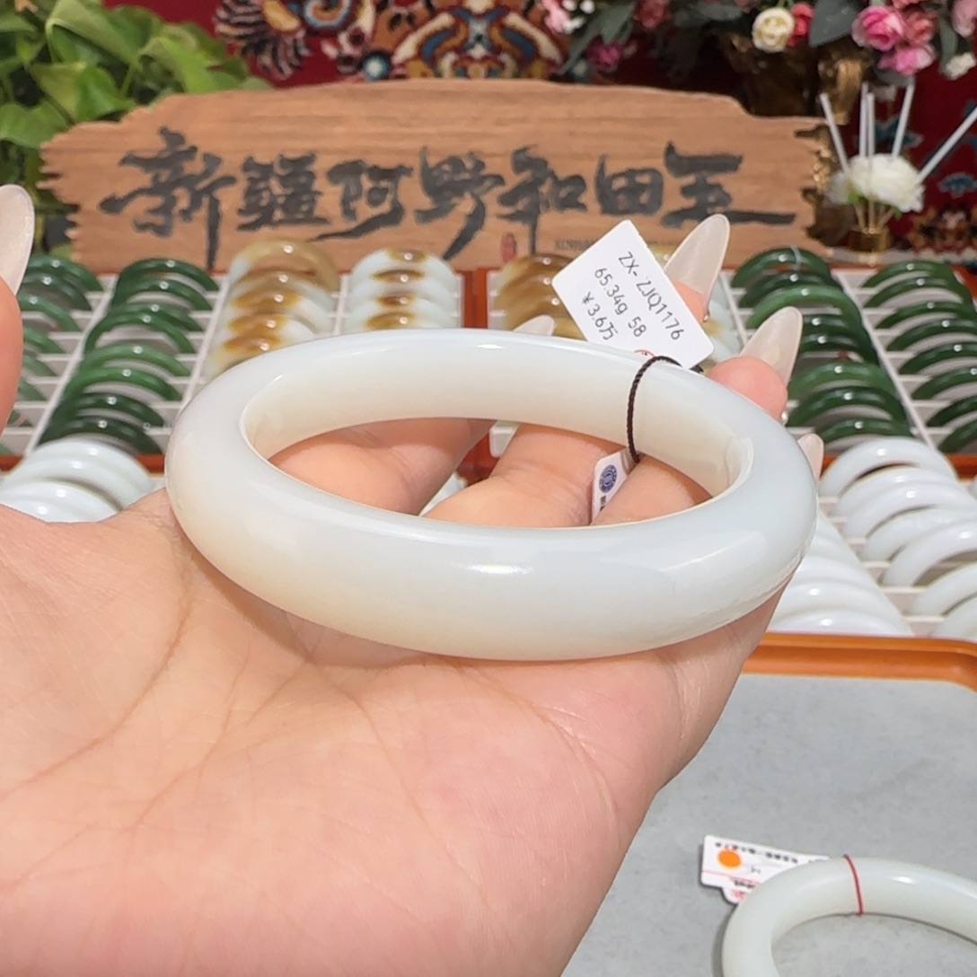 和田玉未镶嵌手镯天然新疆和田玉羊脂白玉手镯正圈条宽13+