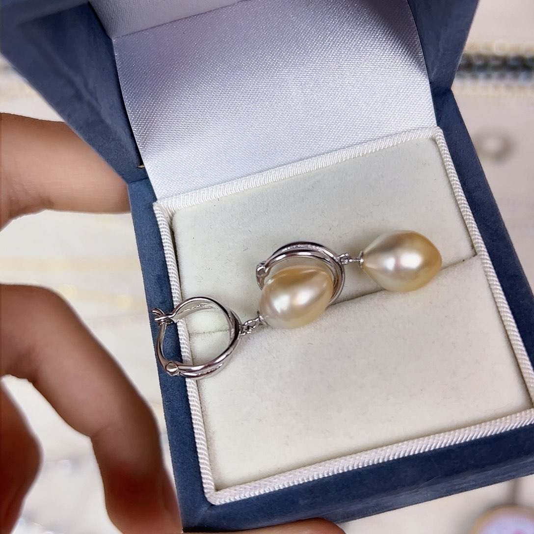 海水珍珠耳饰银S925镶嵌