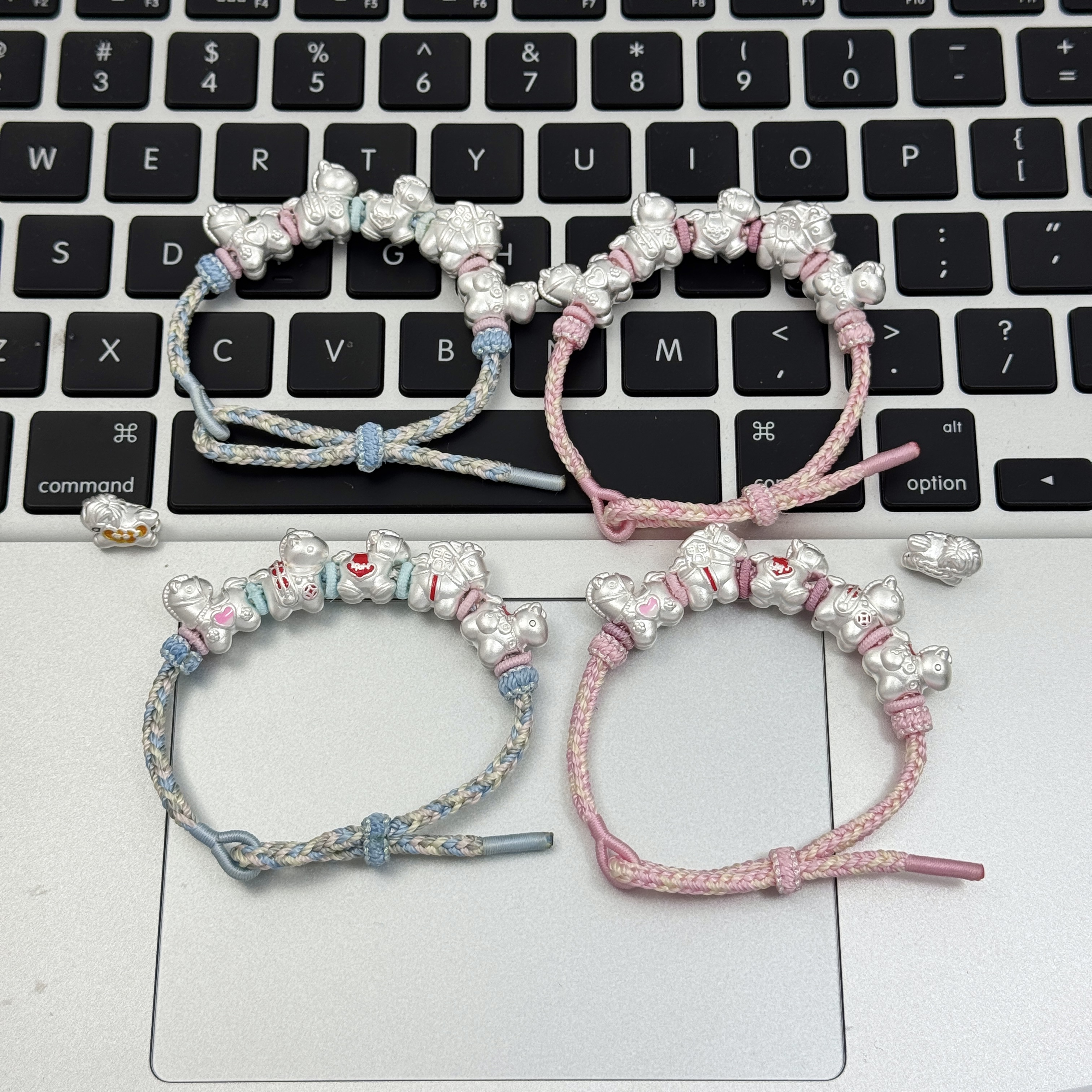 足银手链 足银小马配件手绳 可爱小马一家