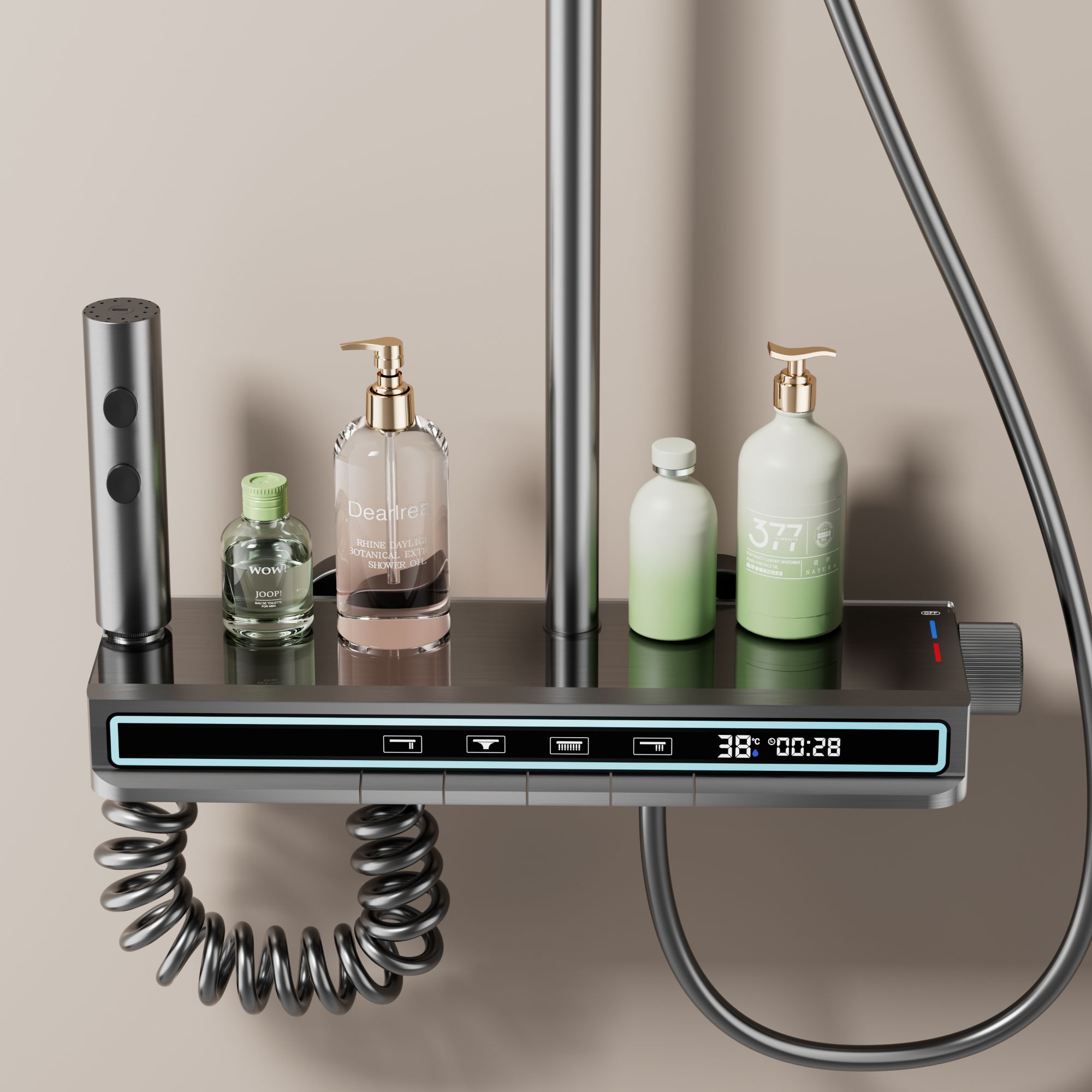 X8智能恒温数显氛围灯增压淋浴花洒套装