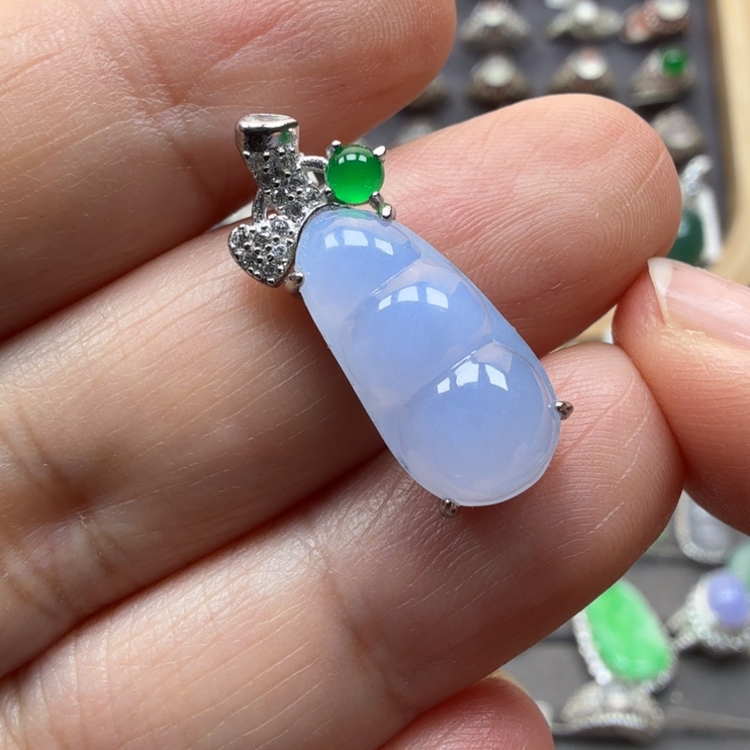 翡翠银S925镶嵌戒指8018