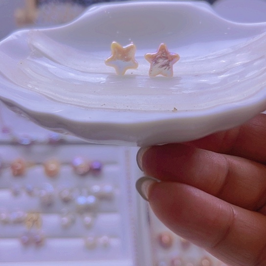 淡水珍珠耳饰合金