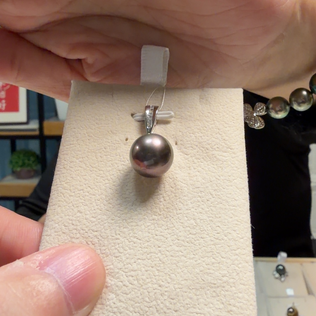 银S925镶嵌海水珍珠吊坠(不含链)
