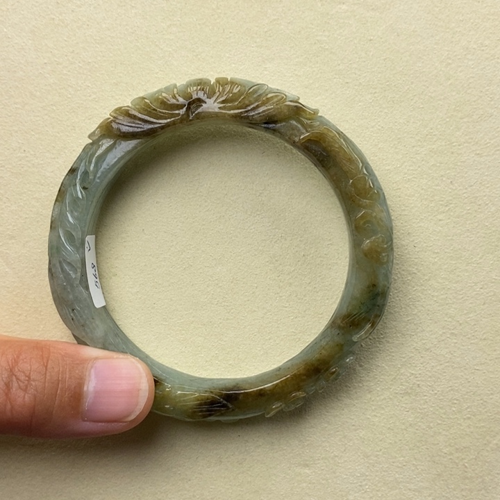翡翠未镶嵌手镯56.8凤穿牡丹