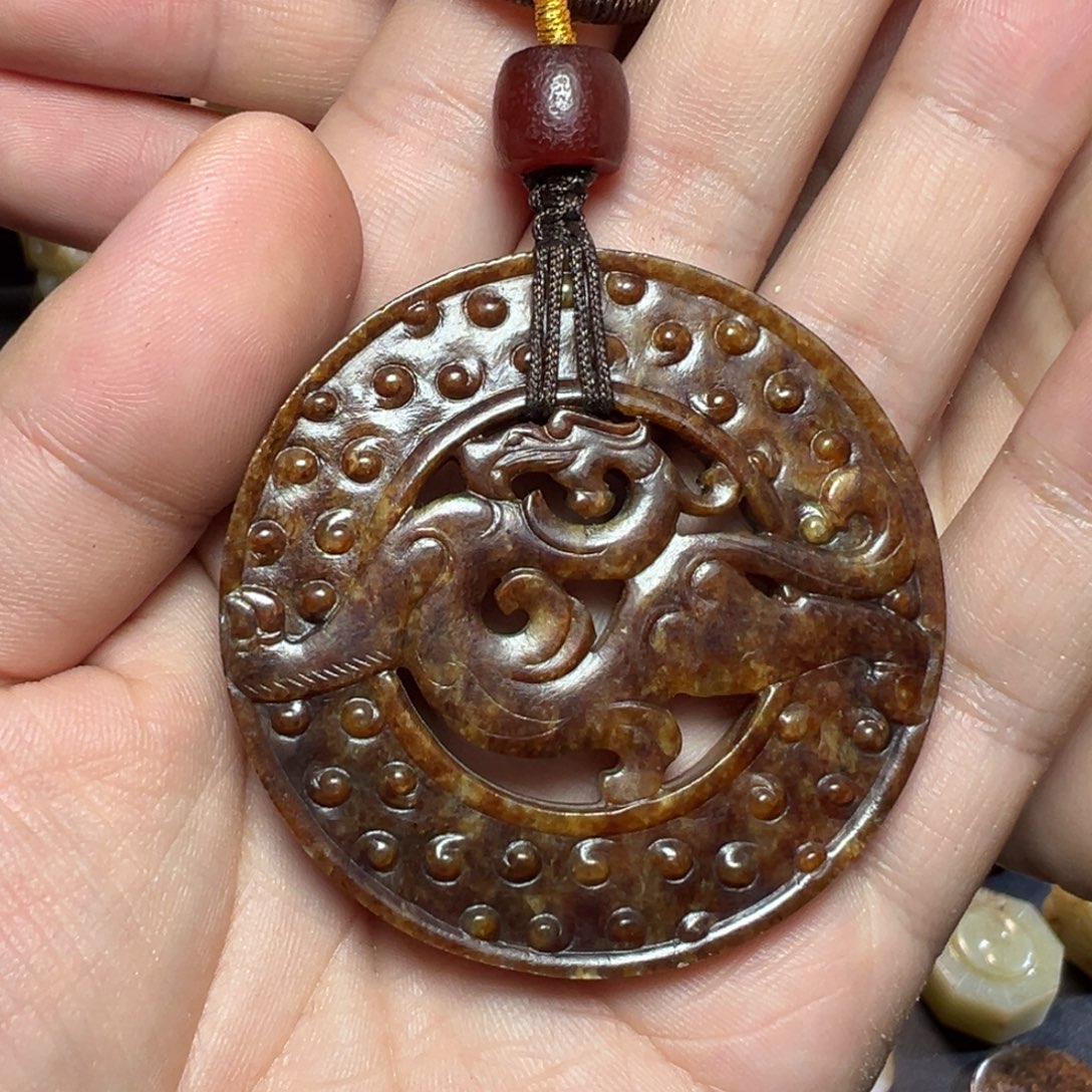 李***欢摆件和田玉。 龙壁1234