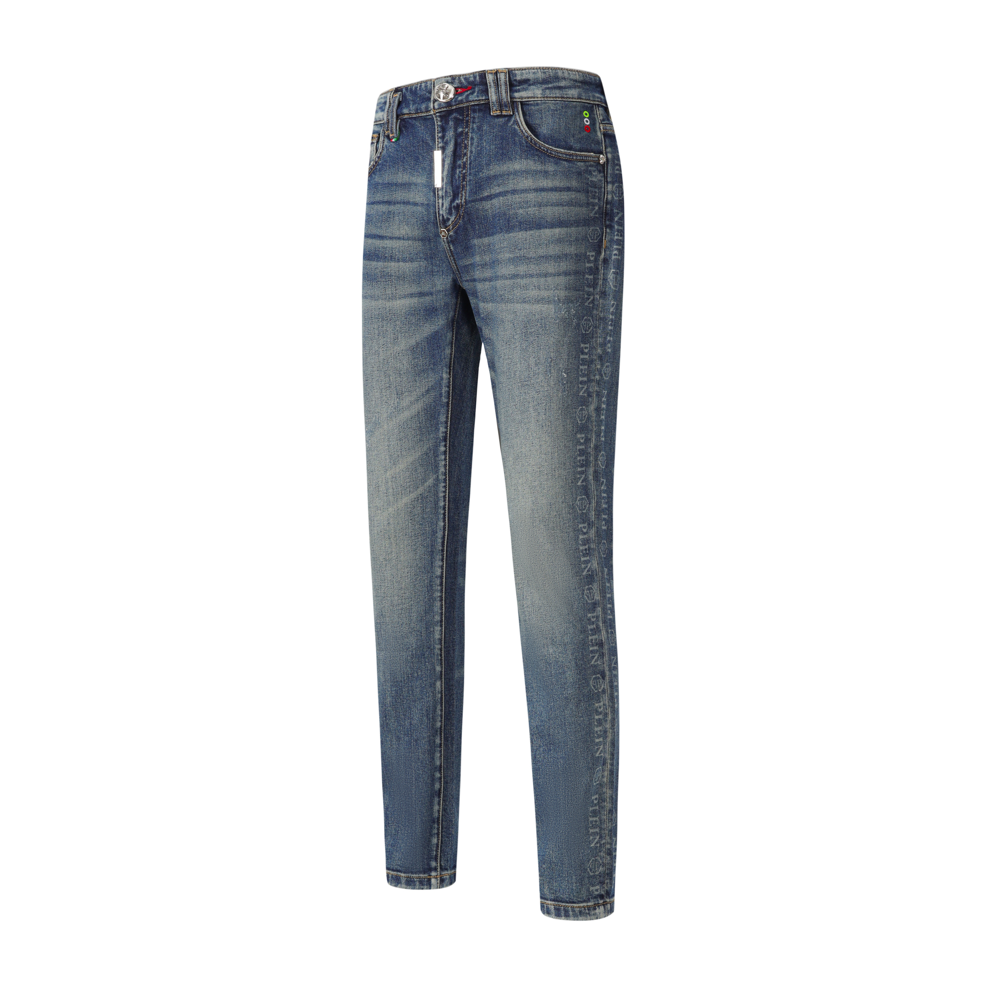 PRATHIKPLEIN晚风秋冬季新款港风蓝男士水洗牛仔裤修身小直筒弹力