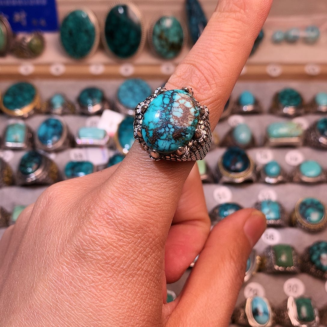 绿松石挂件银S925镶嵌