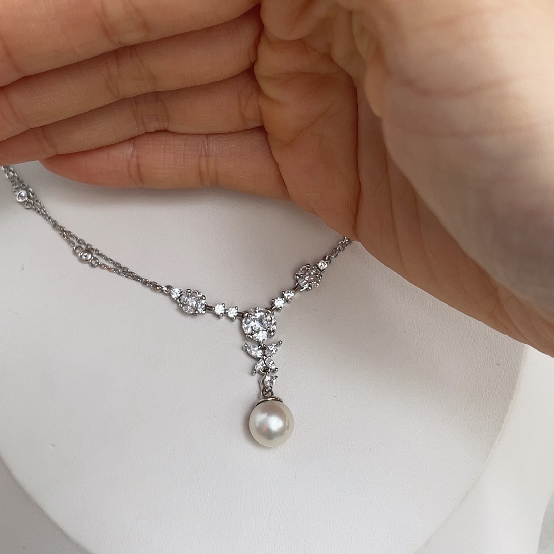 海水珍珠银S925镶嵌颈饰