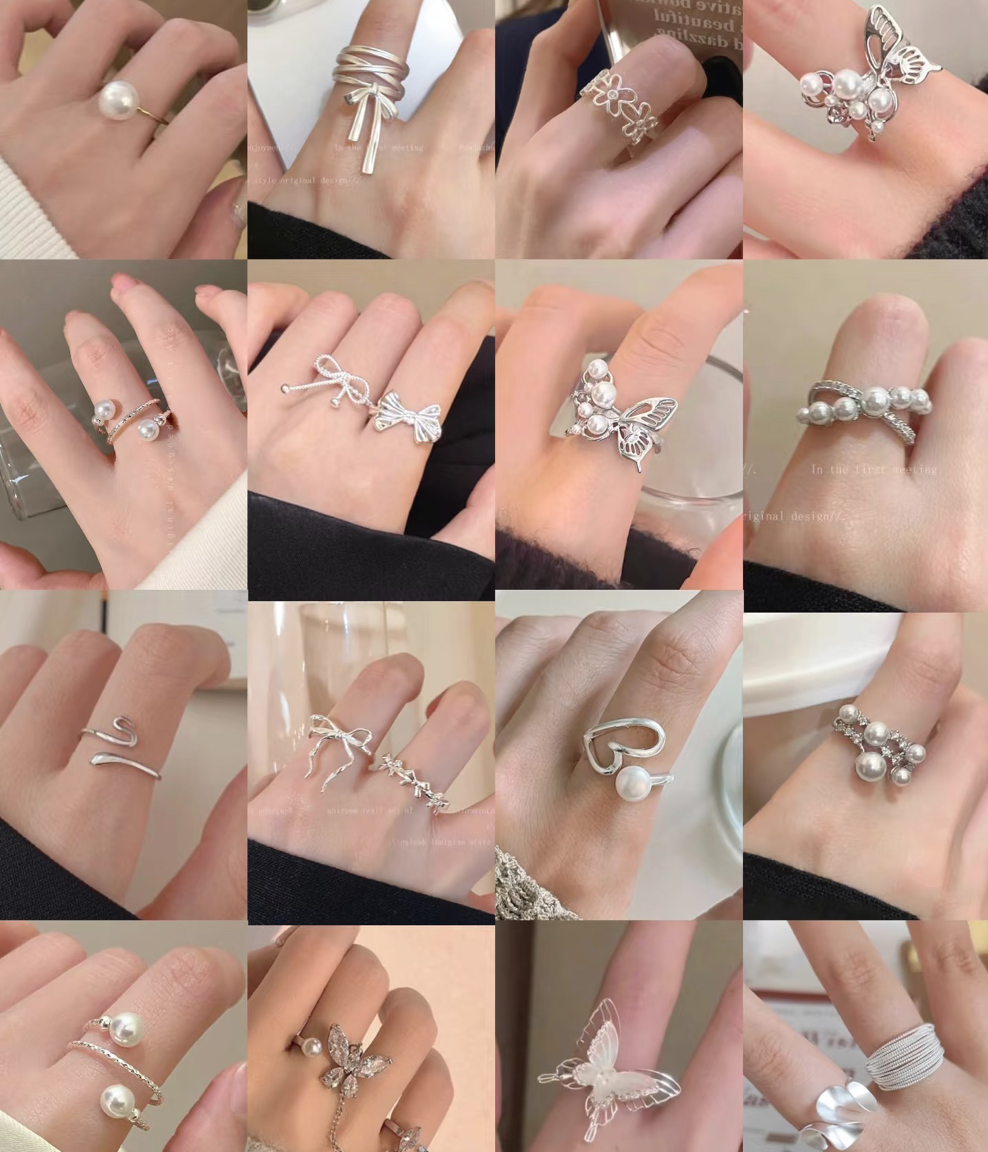 铜合金合成锆石戒指 时尚轻奢百搭网红爆款仙女风气质典雅大气