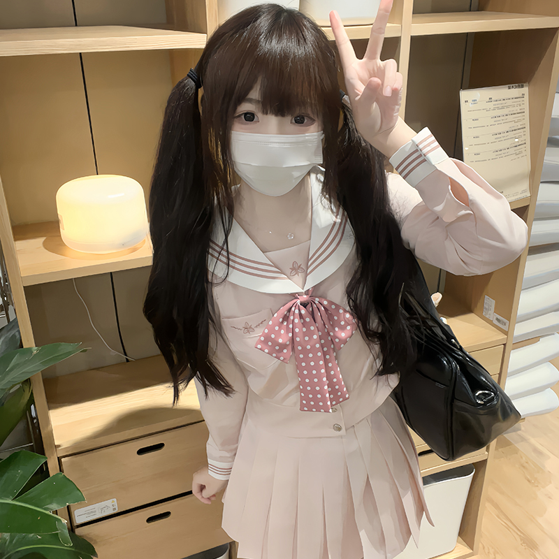 妖言兔兔【甜甜樱】jk原创水手服学院风套装女日系长袖收腰百褶裙