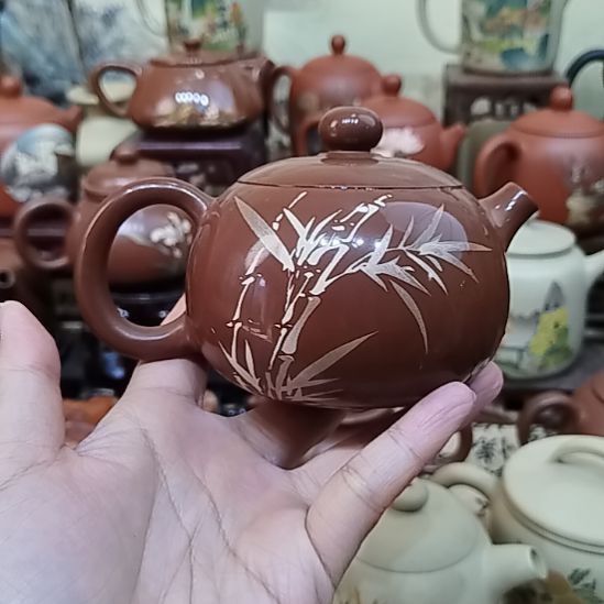 红泥茶壶建水紫陶亮光壶