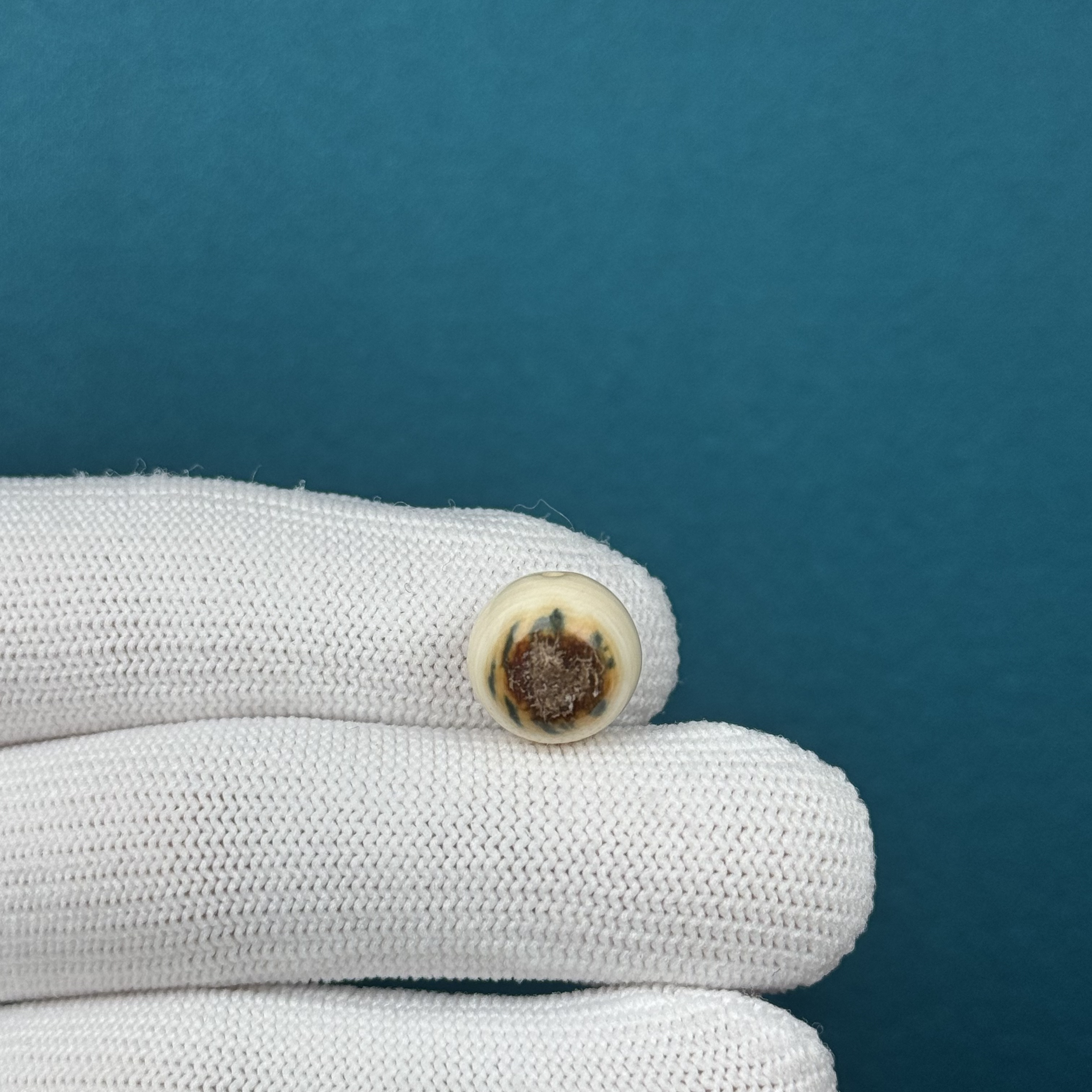 D53-09天然猛犸牙 黄金瞳圆珠 12.3mm一物一图假一罚十