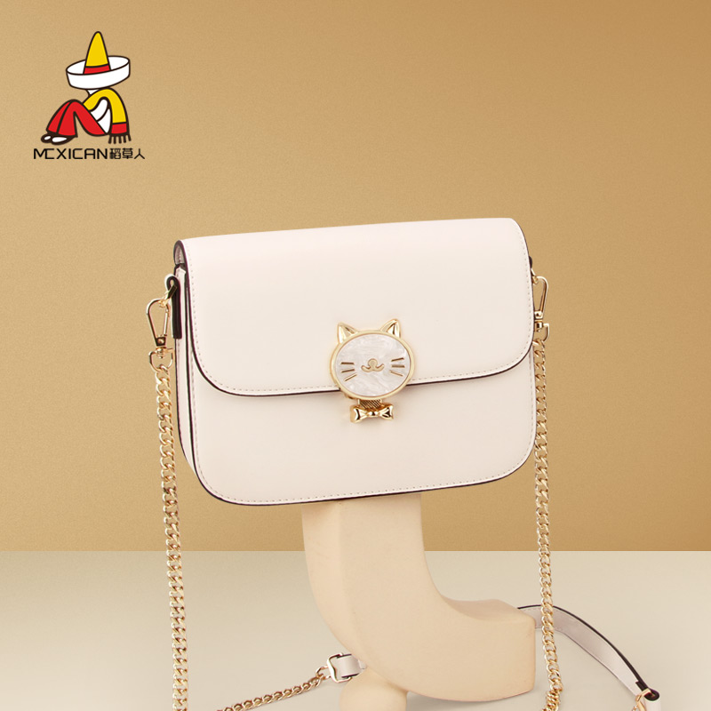 稻草人女包可爱小包包2025新款链条斜挎包设计感小众送女友小方包