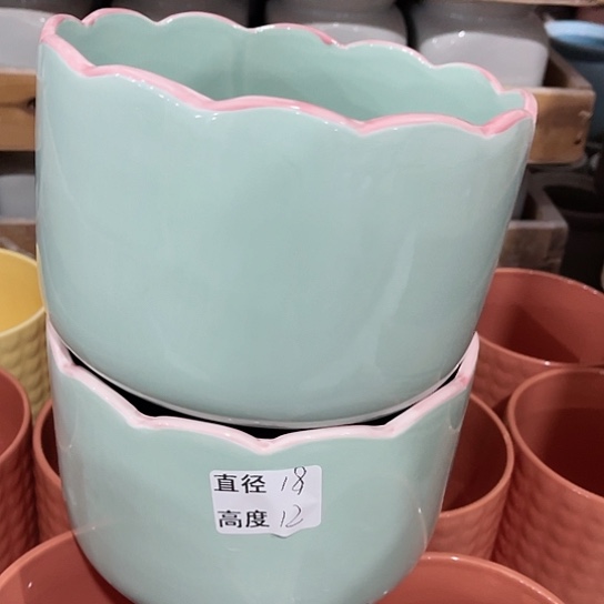 多肉绿植陶瓷花盆9.9包邮，有孔