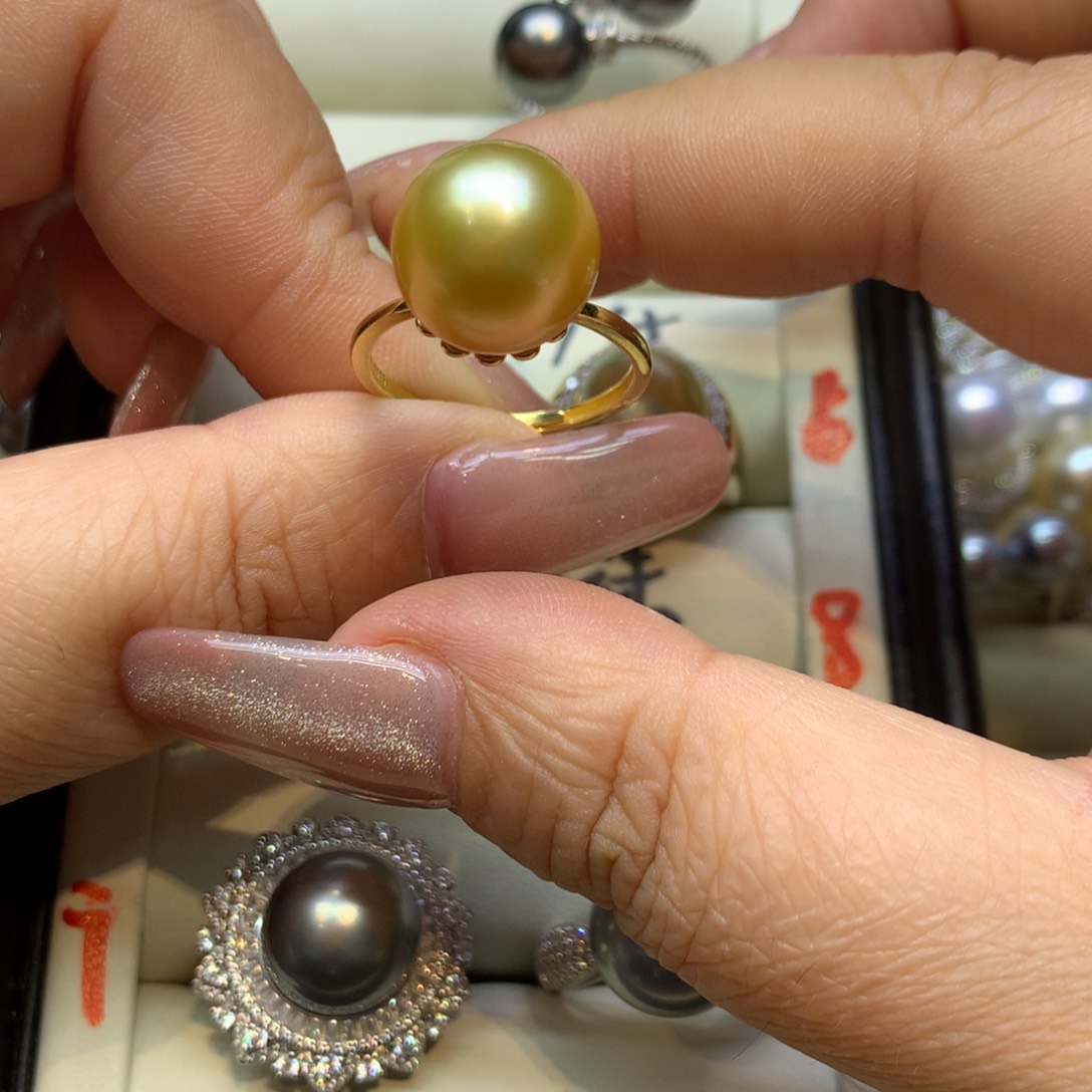 银S925镶嵌戒指海水珍珠