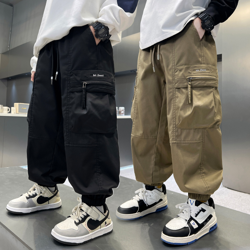 爆款工装裤2025春秋新款中大童潮酷帅气男童休闲束脚裤儿童裤子潮