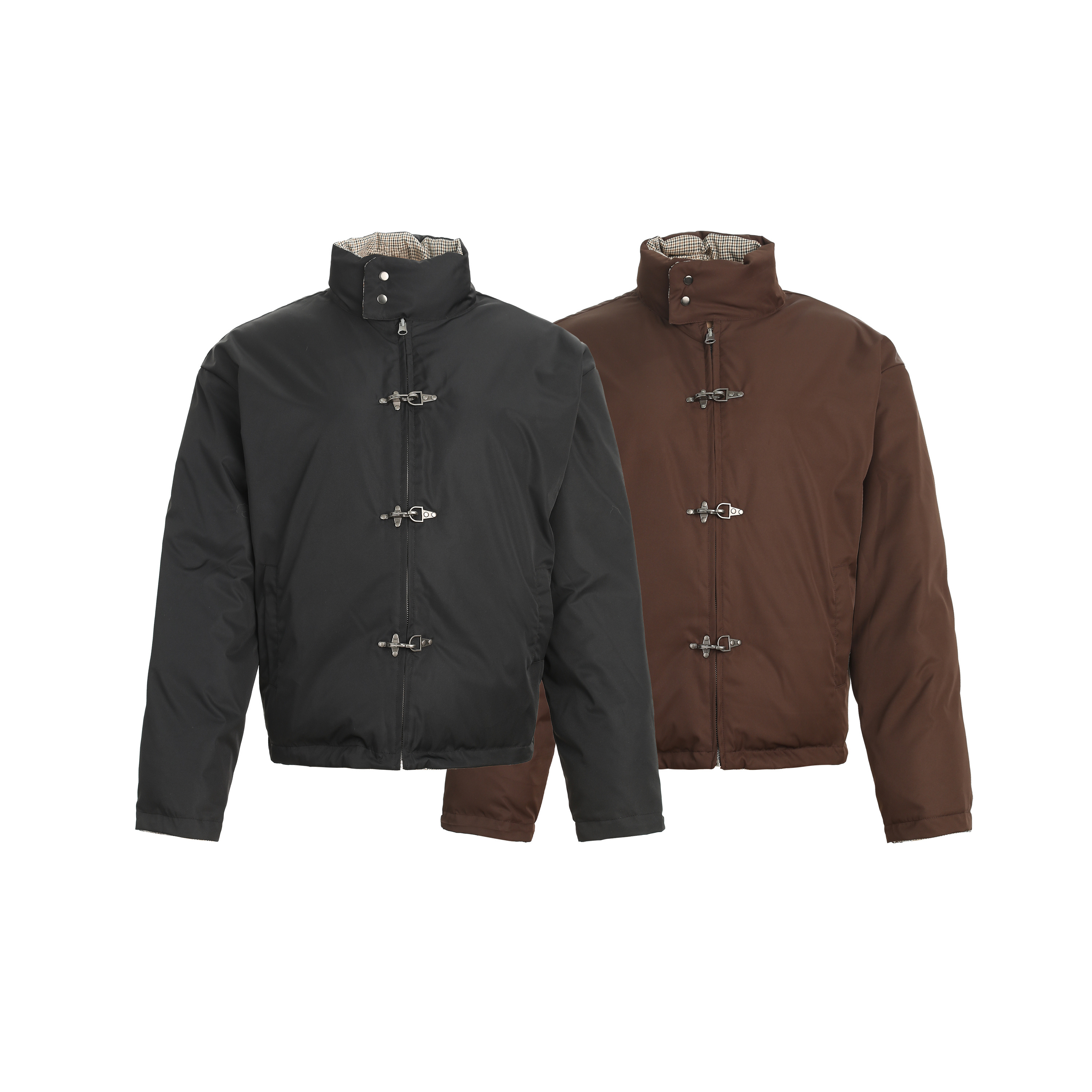 Eyecollector美式复古飞机扣棉服cleanfit双面穿拼接男女加厚外套