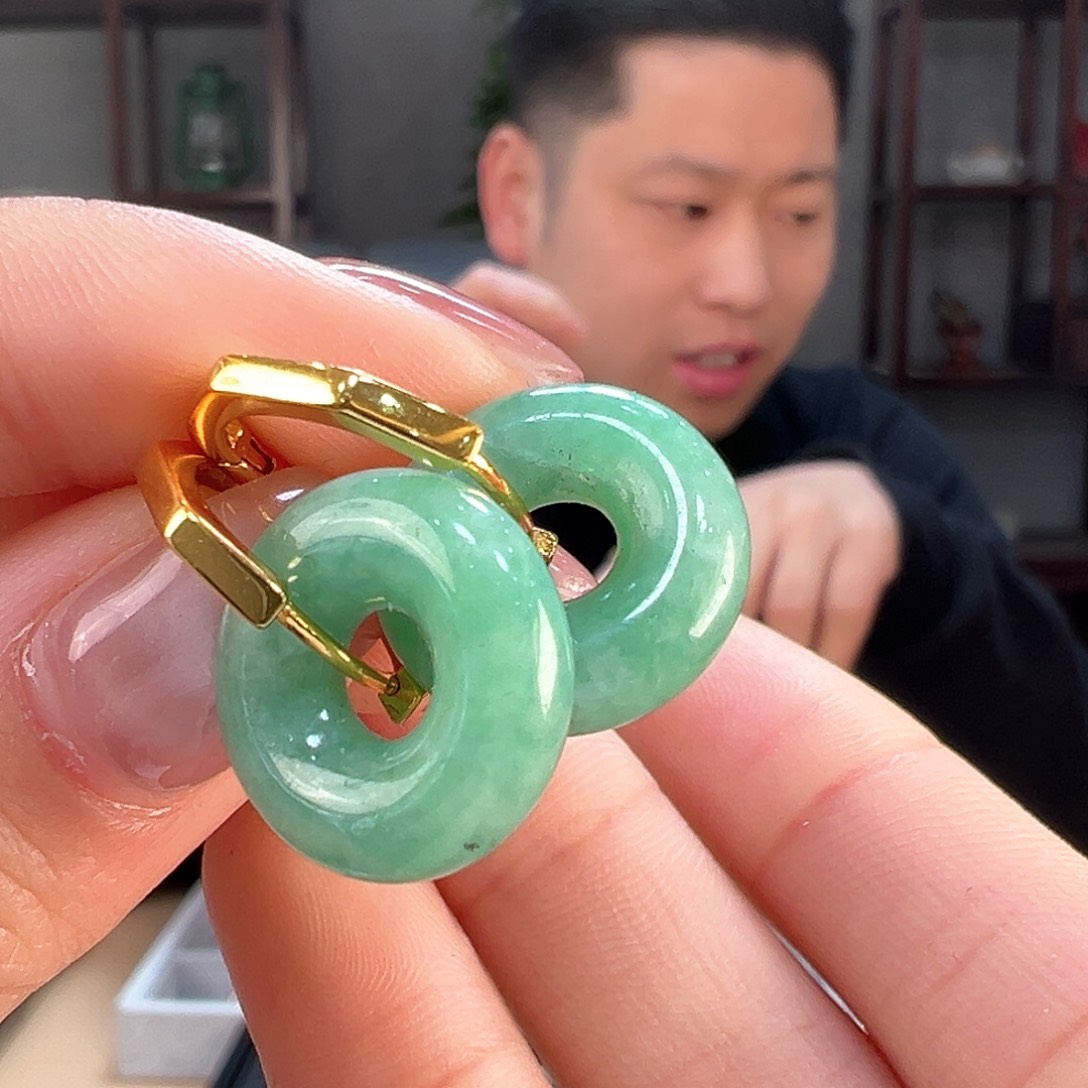 翡翠耳饰银S925镶嵌耳环2