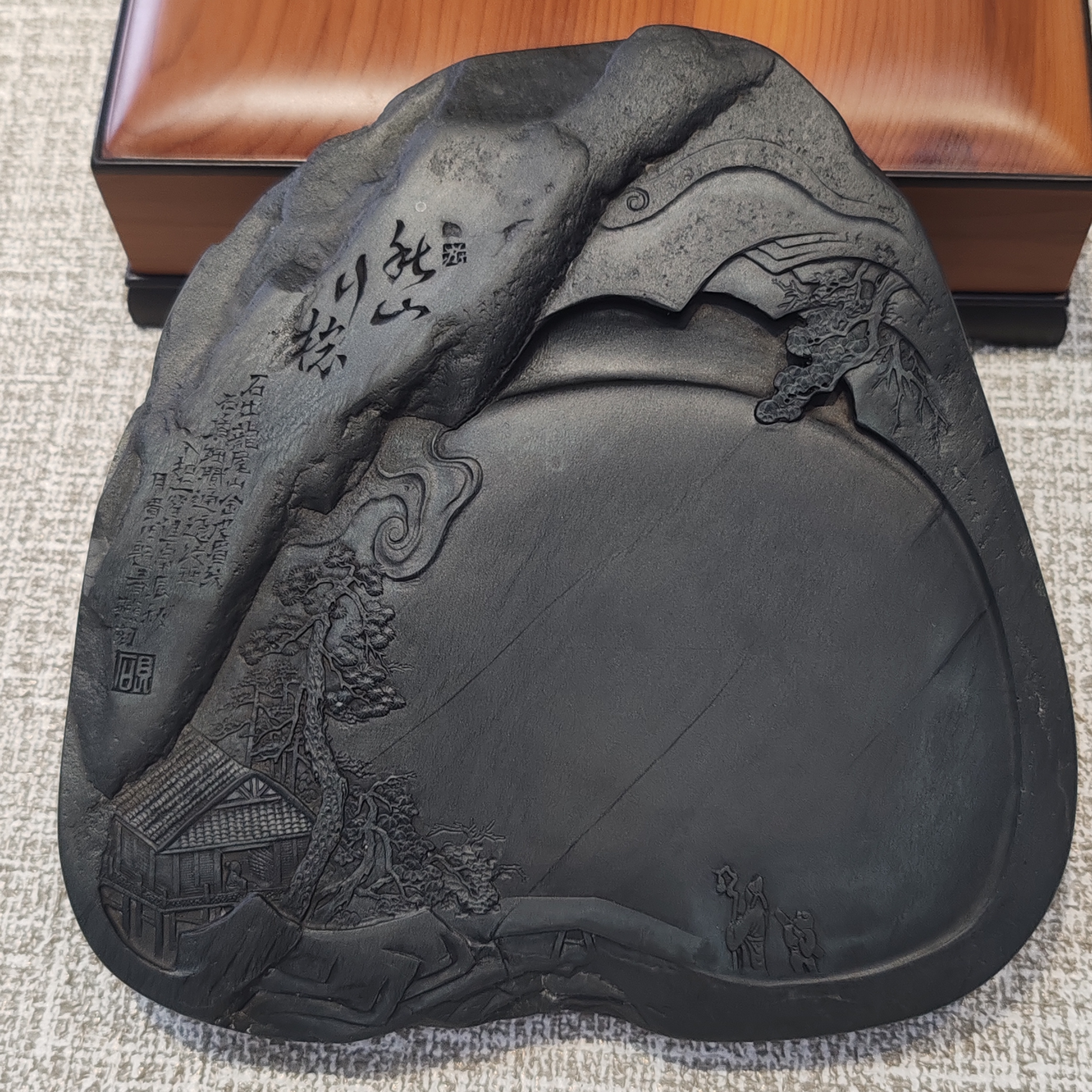 文房四宝/老坑歙砚/眉纹/藏品/孤品