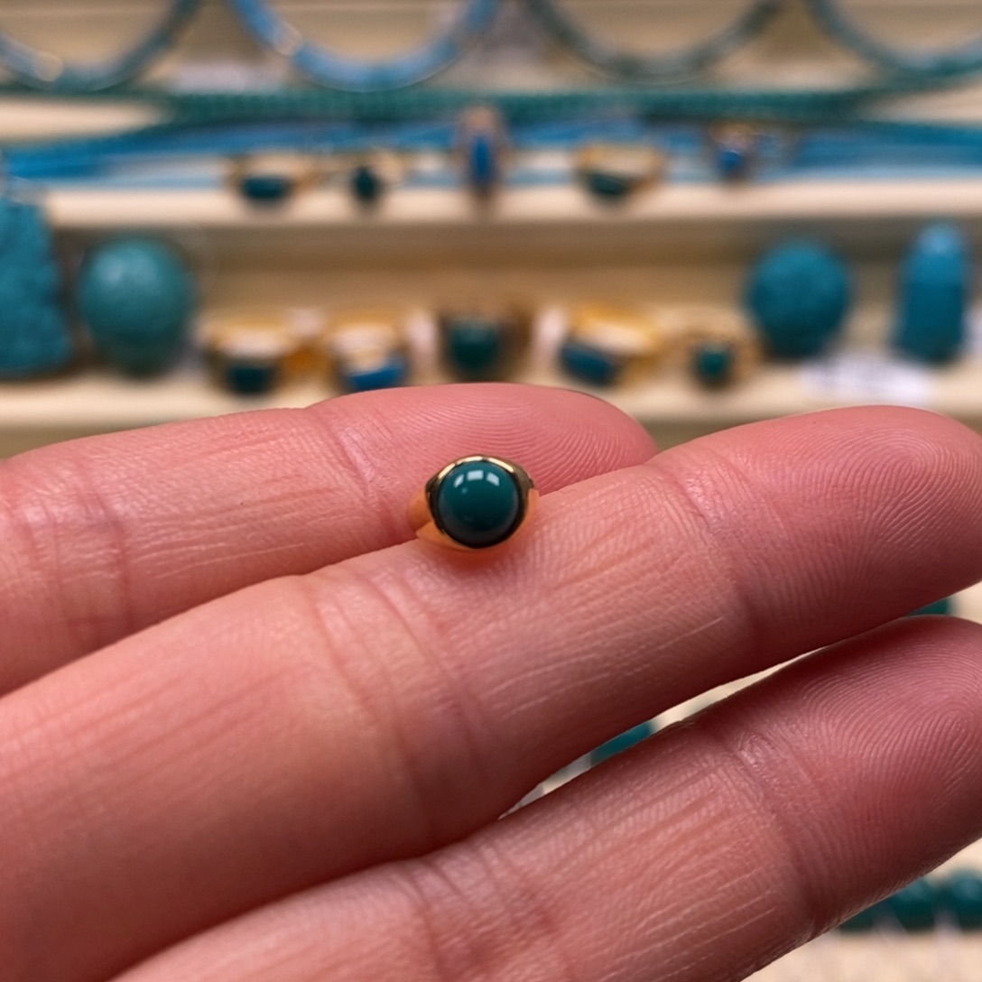 绿松石18K金镶嵌珠宝奇石卡环6-6.5串