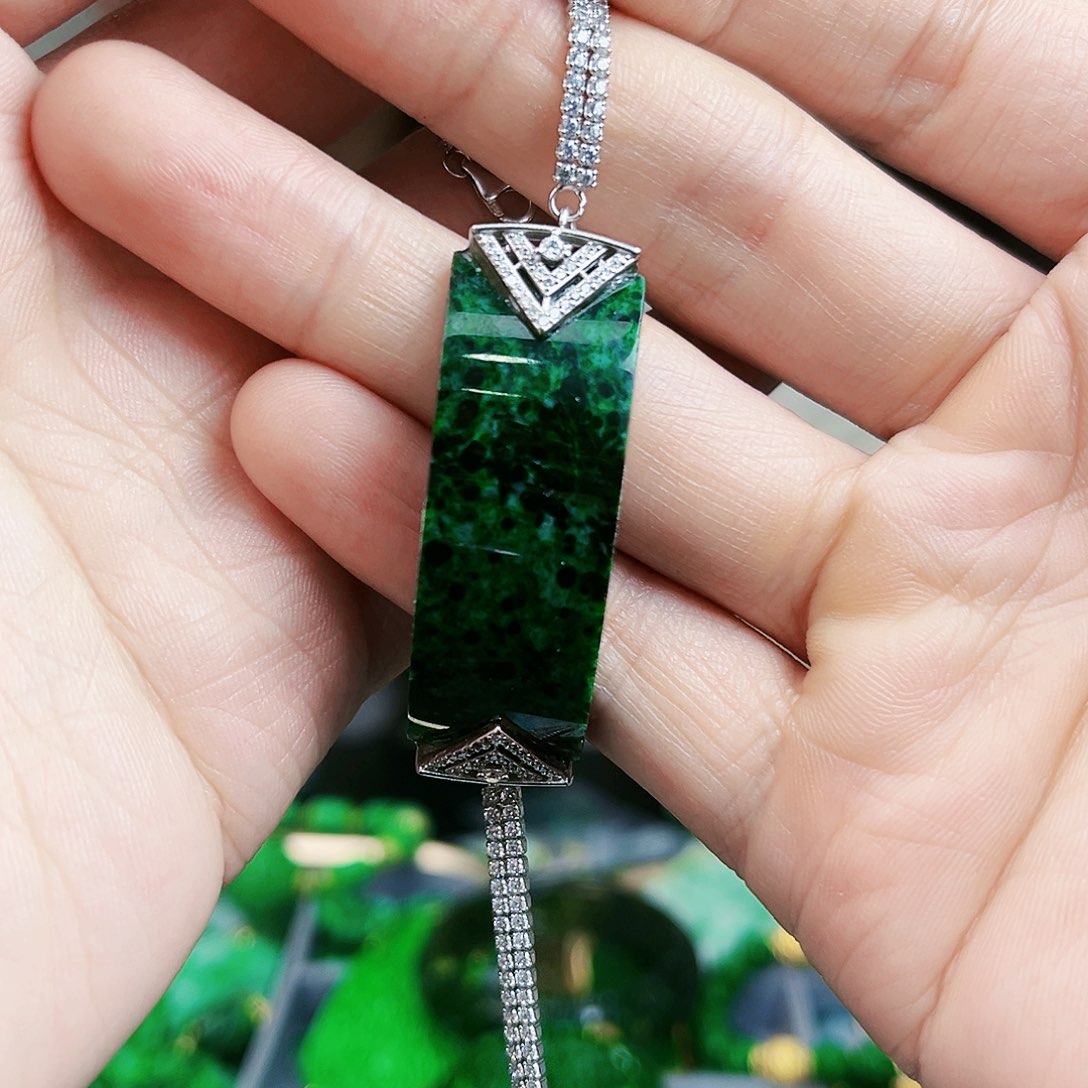 翡翠手链银S925镶嵌手链