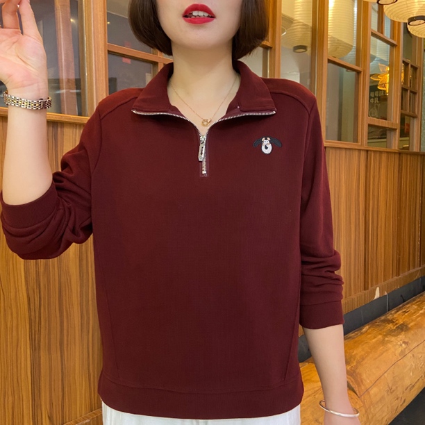 2025秋季新款时尚长袖上衣休闲纯色宽松卫衣女士女款妈妈装洋气