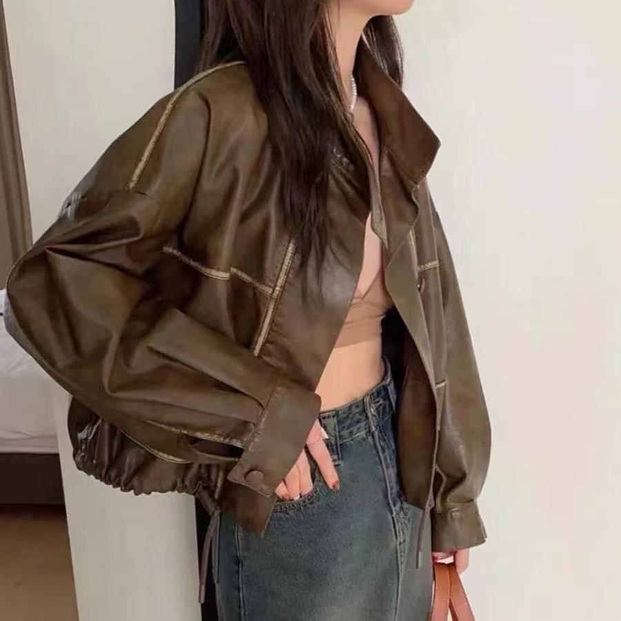 【开拓者】重工厚款皮外套女