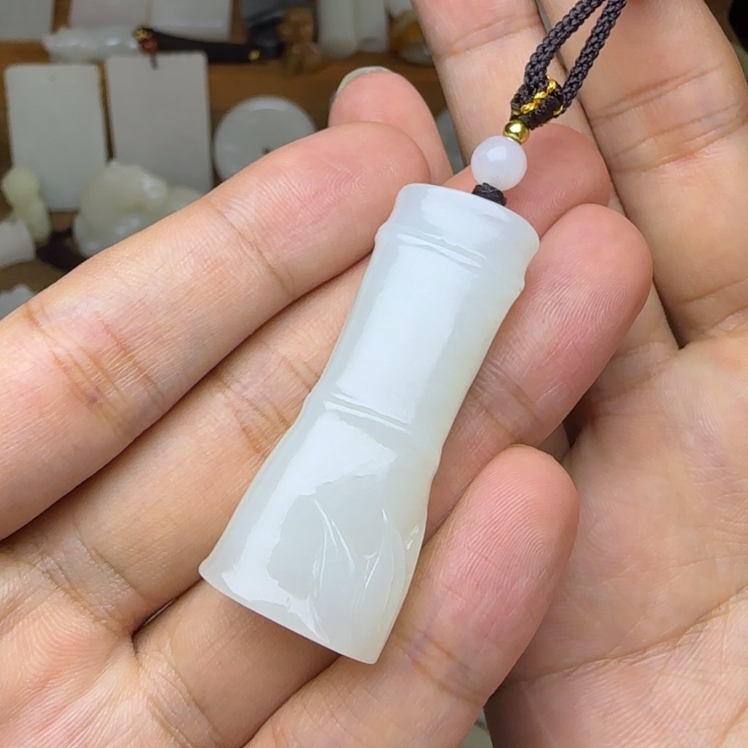 未镶嵌和田玉挂件竹节