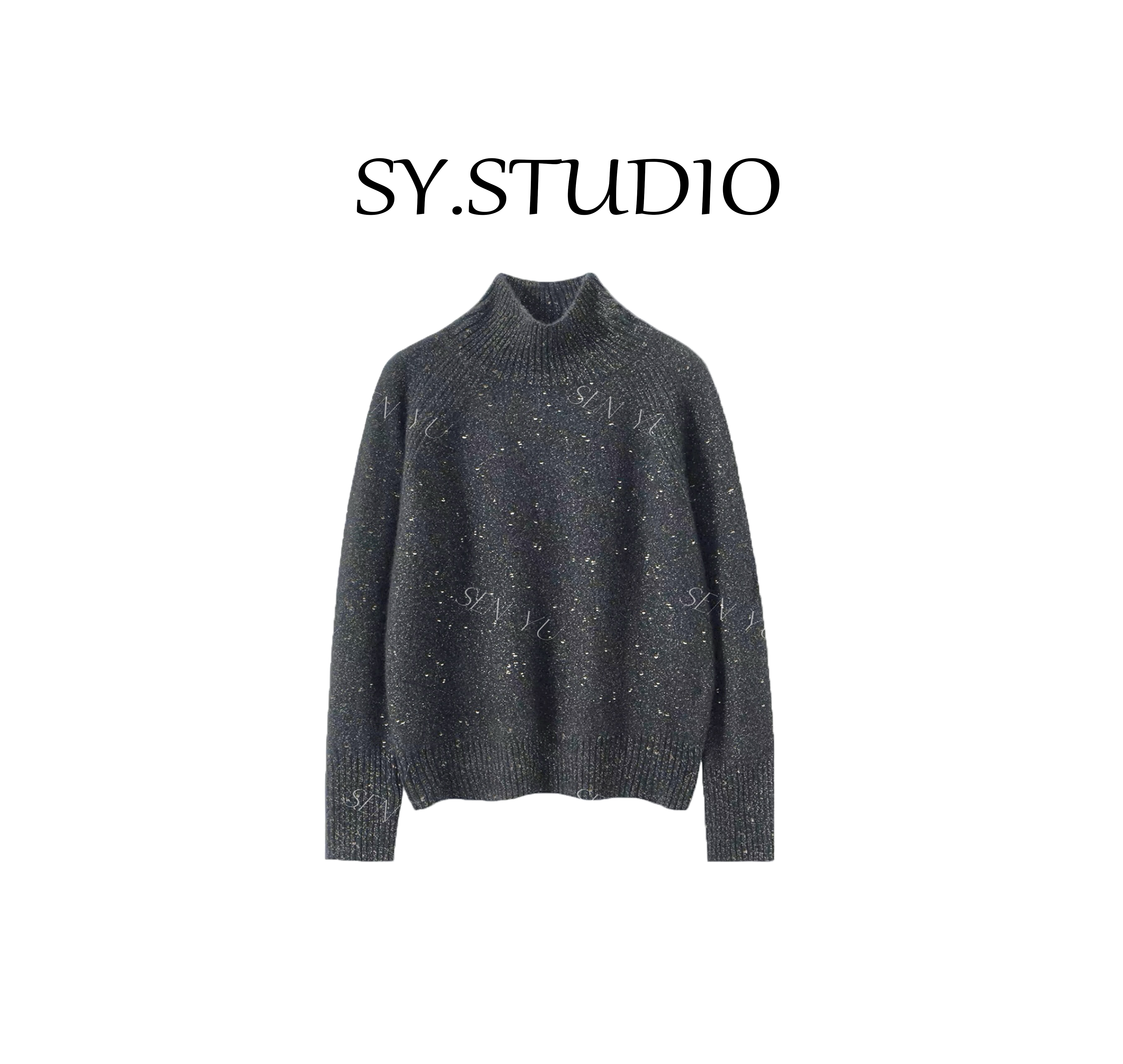 SENYU【星河系列】时尚百搭高领慵懒风羊绒针织套头衫