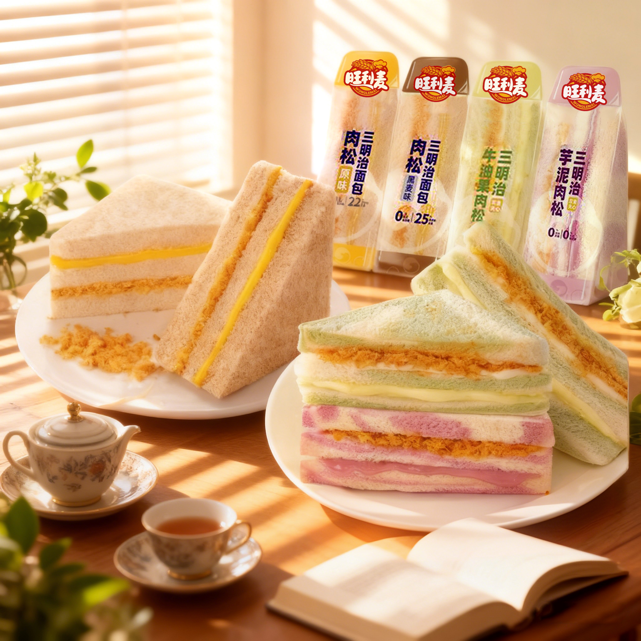 旺利麦三明治四种口味各一个