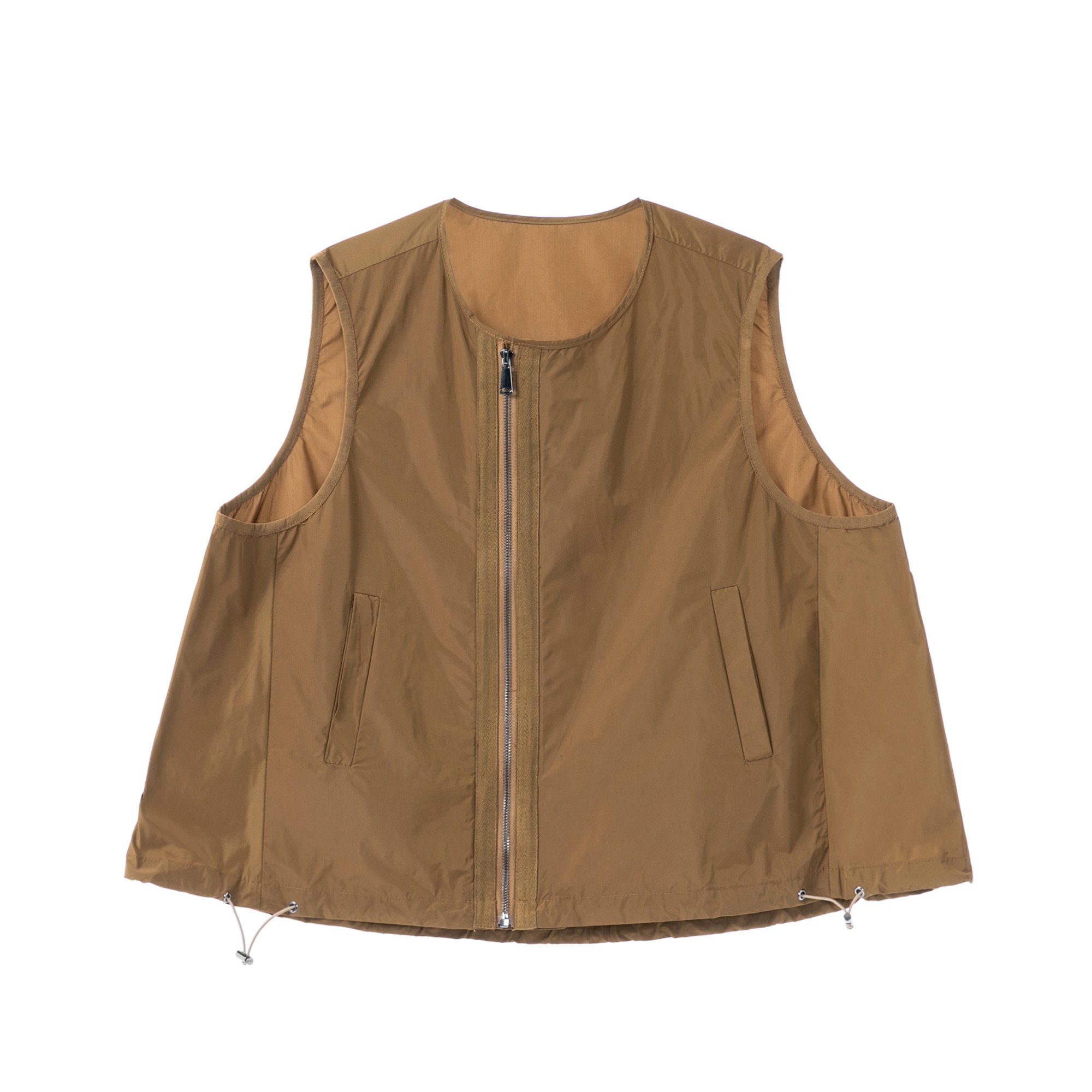 FL夏季百搭斜拉链纯色时尚户外梭织潮流透无袖宽松马甲【2697】TT