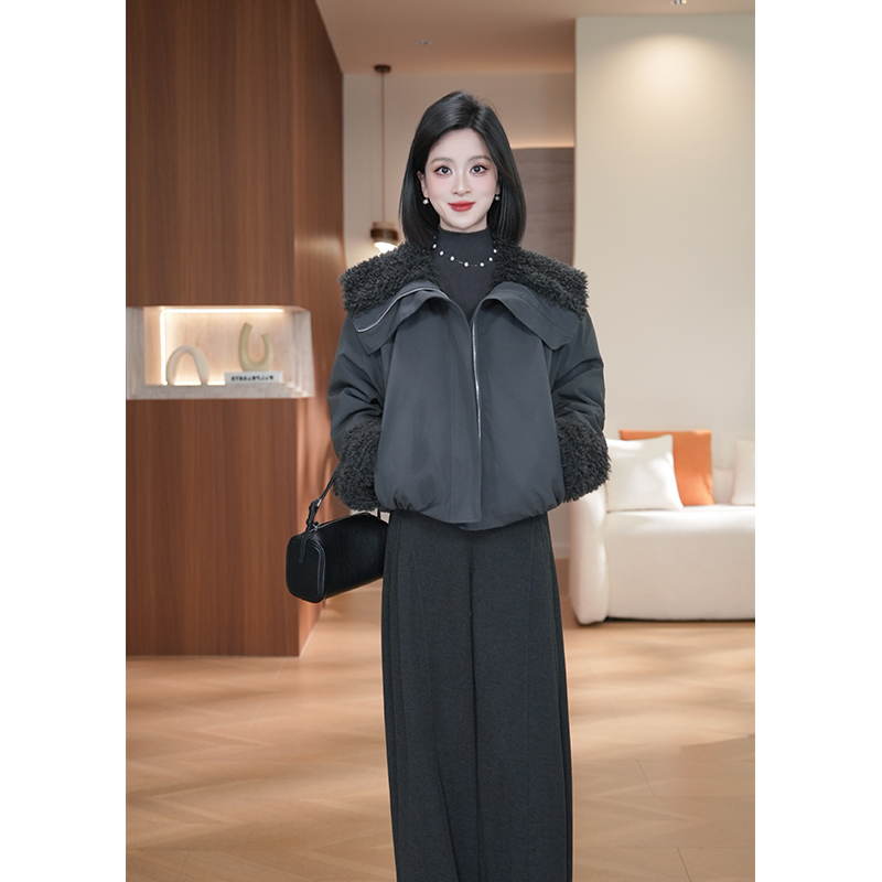 新款派克服欧货厚外套高级感小香风加厚棉衣棉服