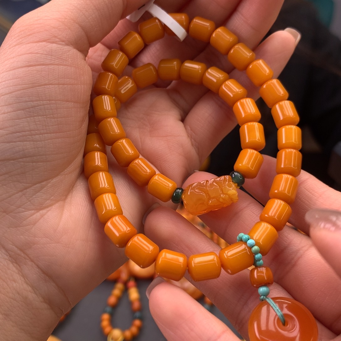蜜蜡手串未镶嵌天然