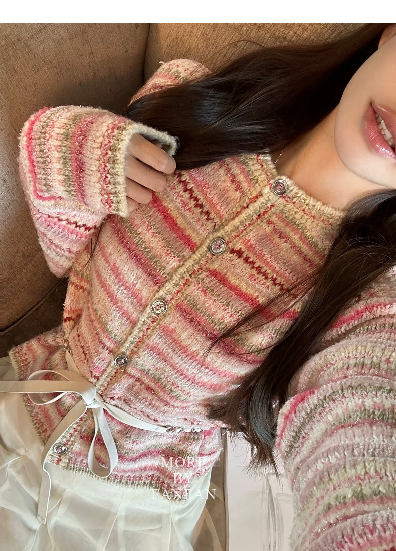 【是你大大钱】26根纱粉羊甜心针织外套显白