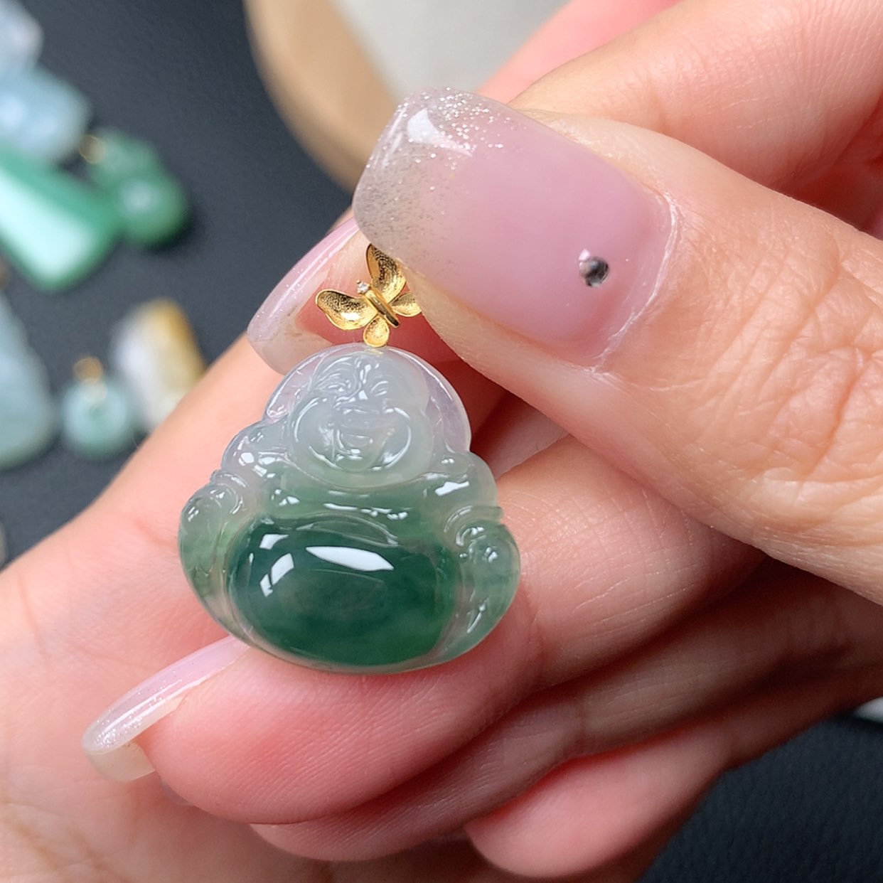 【闪购商品】翡翠18K金镶嵌吊坠(赠链)