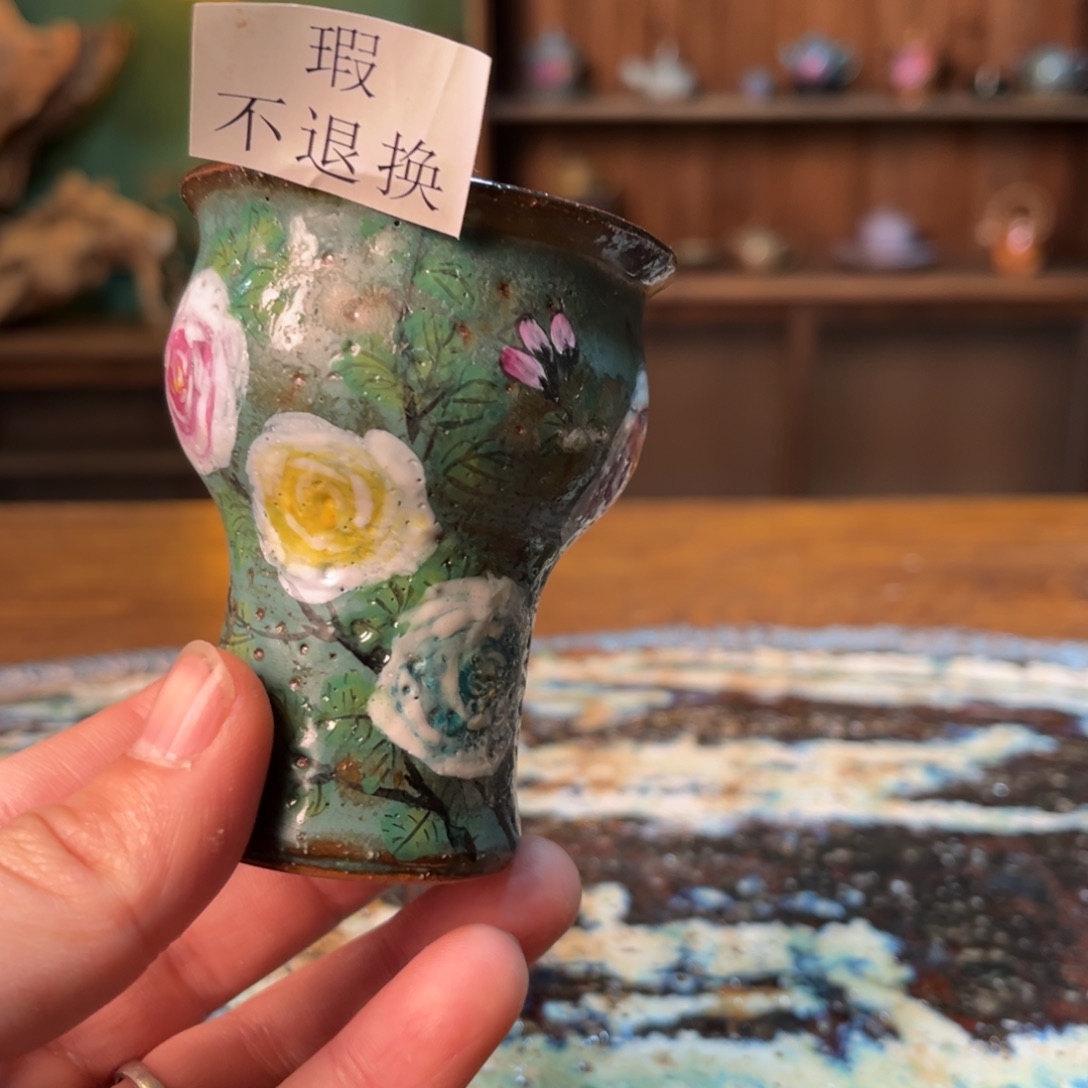 杯柴烧手工手绘陶瓷