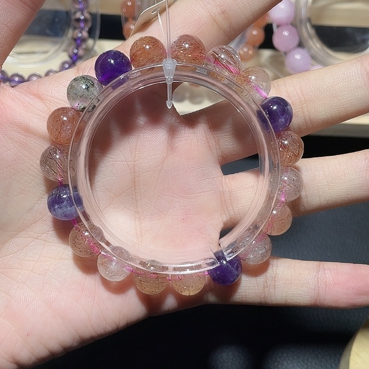 发晶手链银S925镶嵌彩发晶