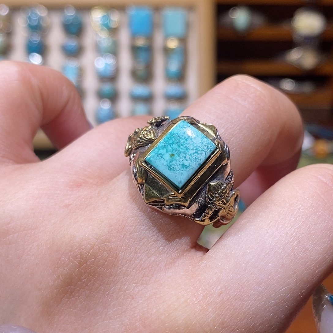 绿松石银S925镶嵌戒指 戒指