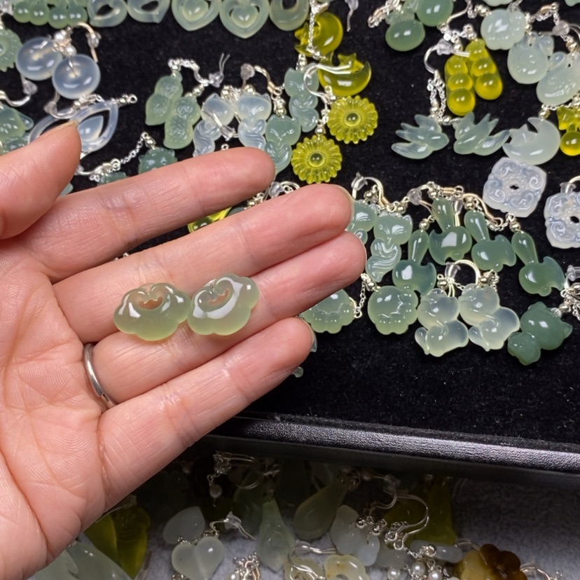 【闪购商品】蛇纹石玉未镶嵌挂件耳饰耳环项链