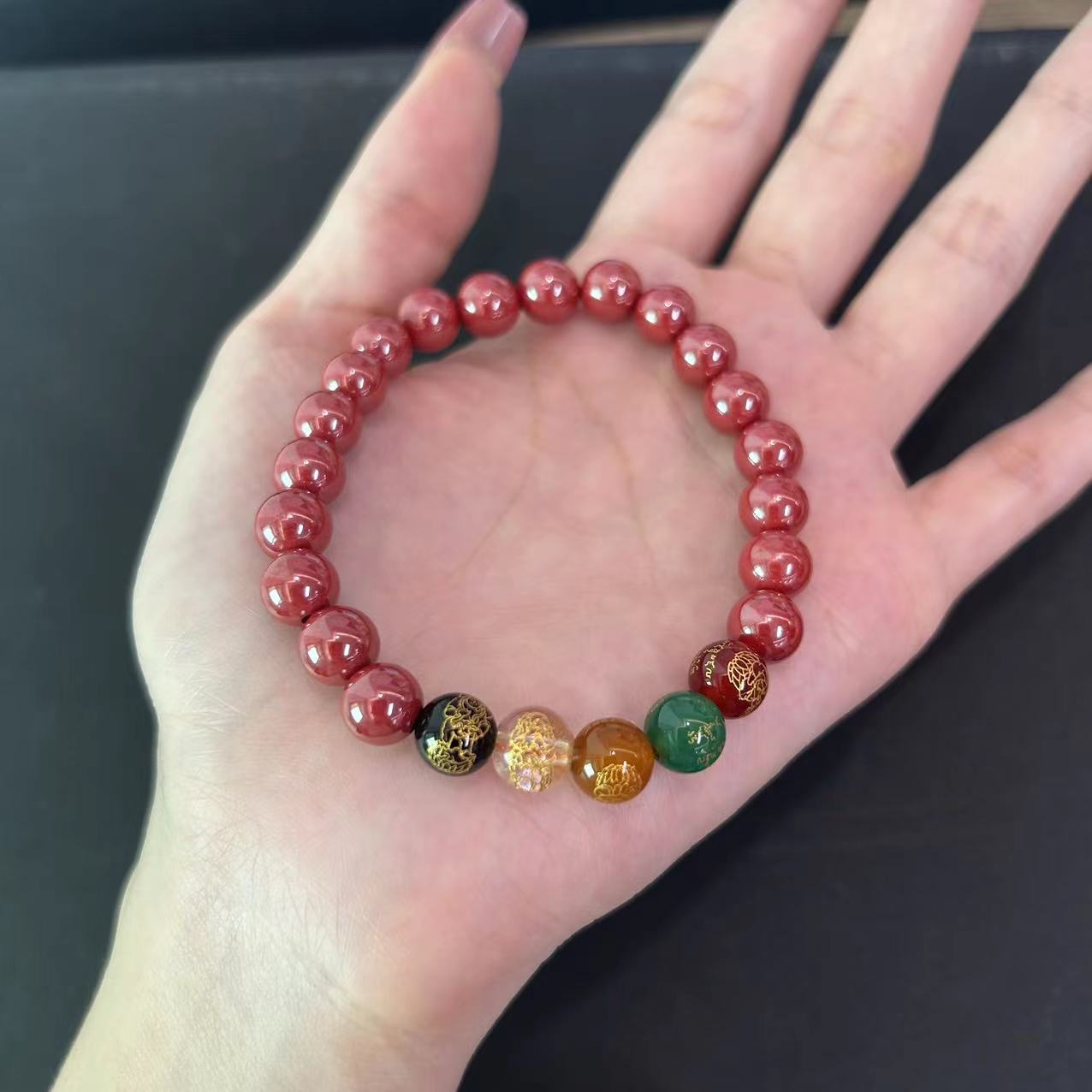 含辰砂工艺品朱砂五财串8m（多样性发一个）