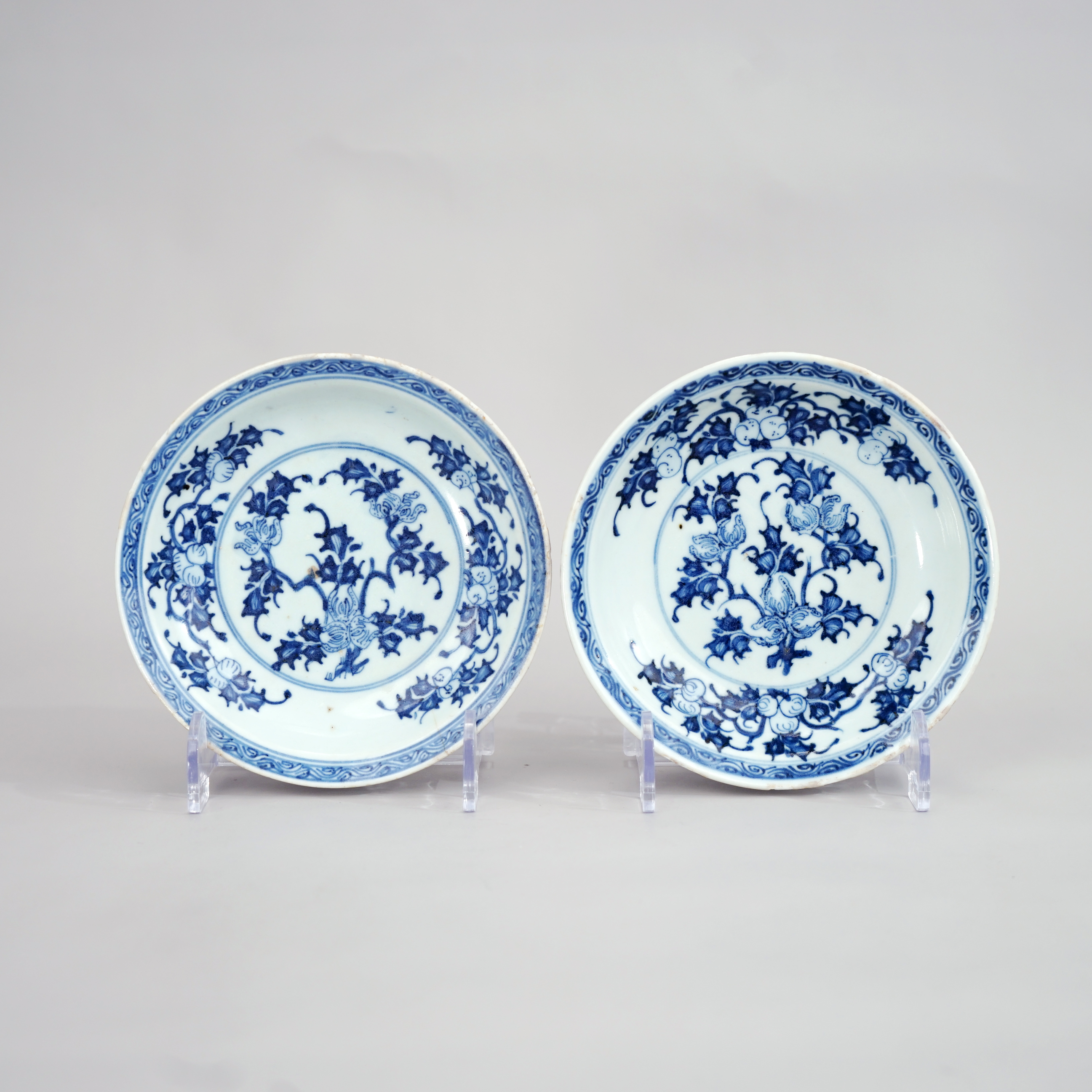 （预展勿拍）清雍正  青花佛手三多纹盘（一对）