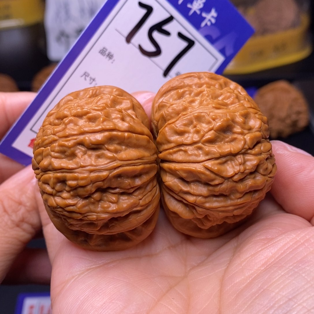 文玩核桃把件757号闷白46尺