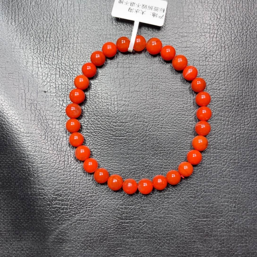 南红玛瑙未镶嵌手串卡7圆珠单圈