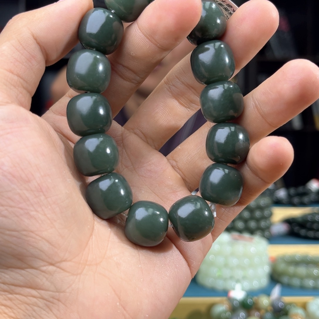 和田玉手串未镶嵌纯天然和田玉新疆且末料16