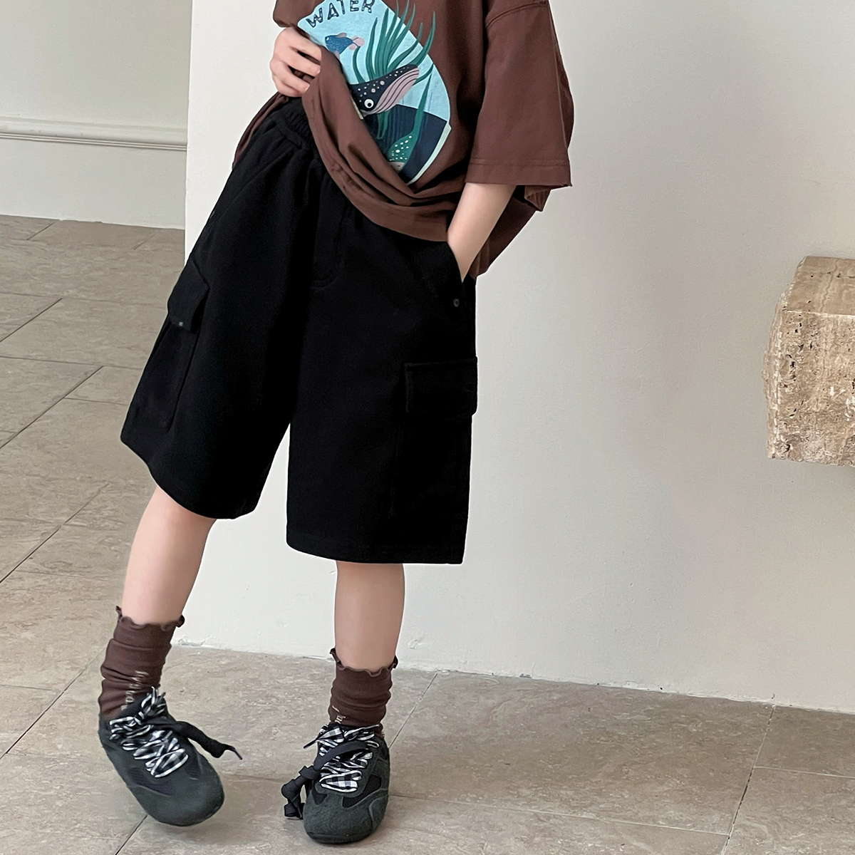 【爆款LTS108】五分夏季装薄款儿童休闲工装外穿阔腿裤