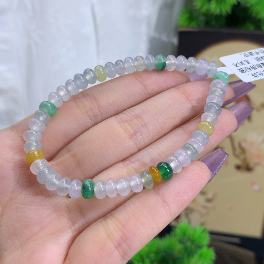 翡翠手链未镶嵌卡5.8冰胶多宝鼓珠