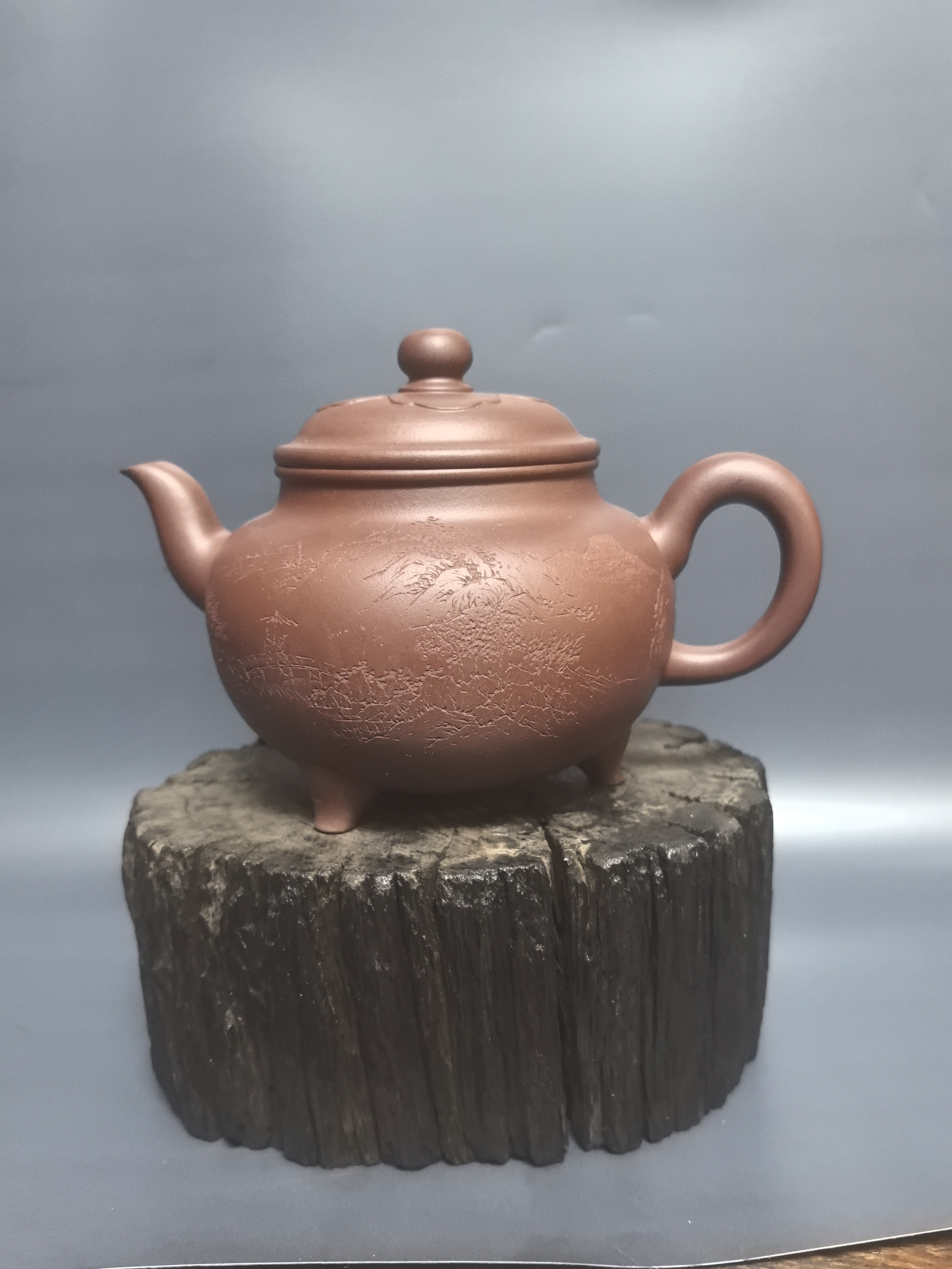 大彬款三足如意壶，陈年砂料，全手工创作紫砂壶茶壶