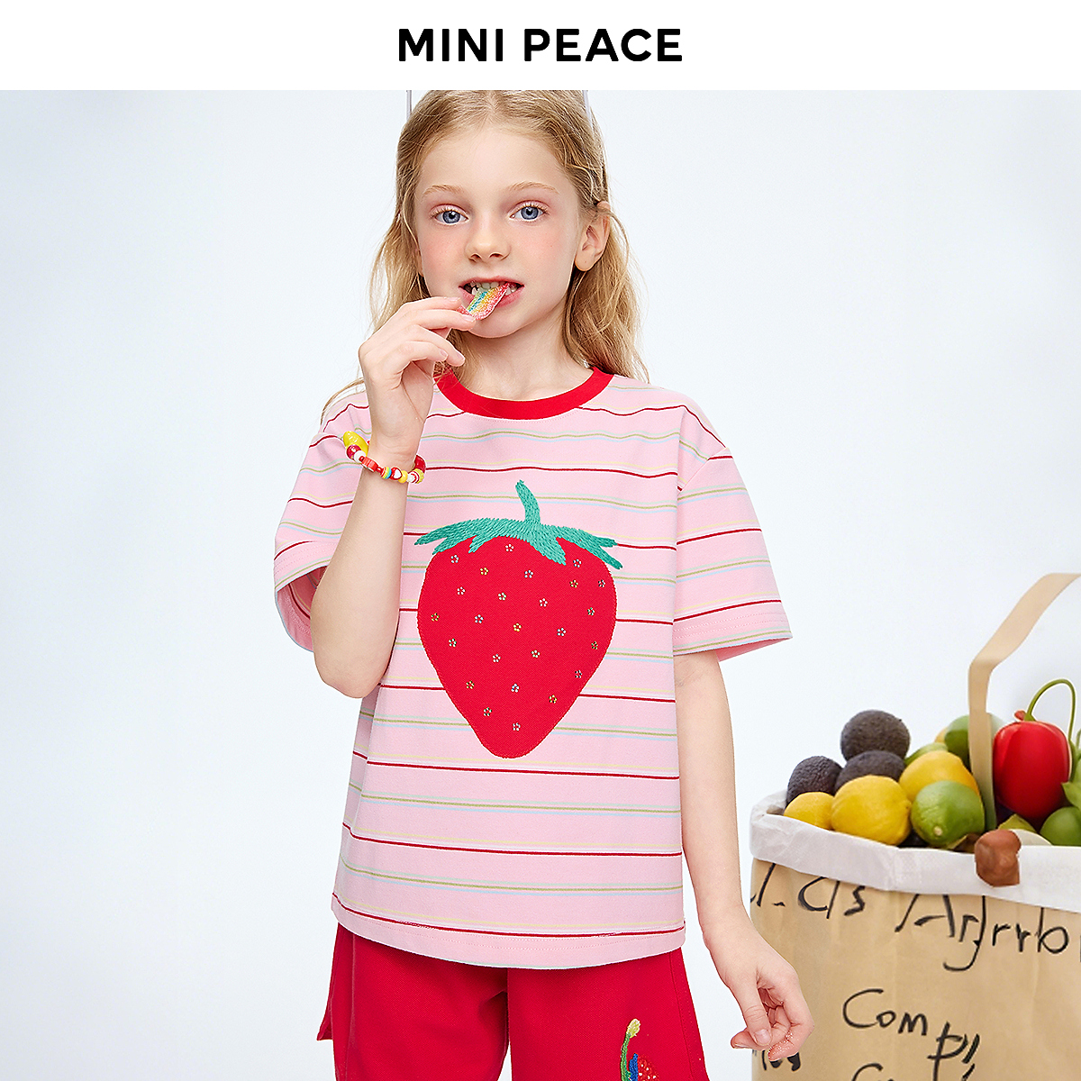 MiniPeace太平鸟童装女童T恤短袖F2CNG2605