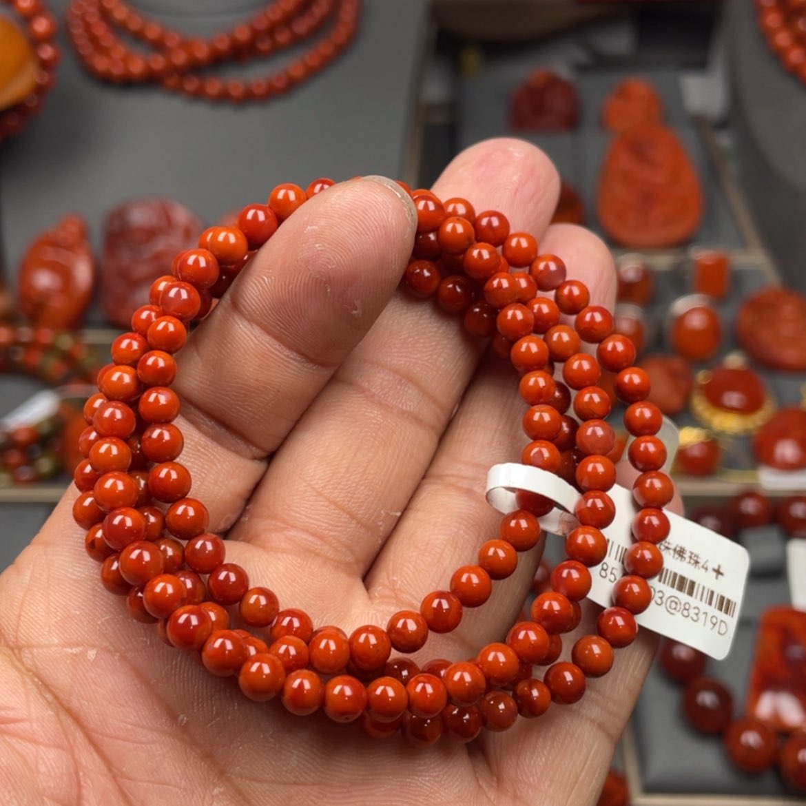【闪购商品】南红玛瑙珠宝奇石未镶嵌多圈4➕